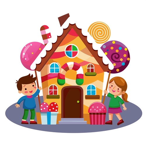 Candyland Theme Kids Sweet House Transparent Sticker